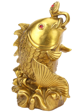 百财如意鱼铜鲤鱼摆件铜鱼摆件 铜聚宝盆鱼 铜鱼龙门摆件年年有鱼