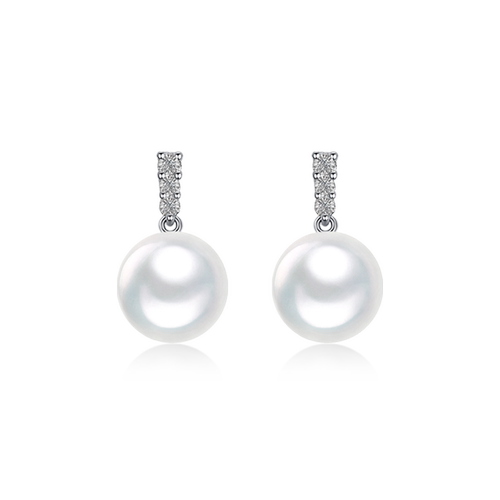 天王嫂同款 维纳斯澳白珍珠耳钉耳饰18K金钻石款天然海水白珠耳环 - 图3