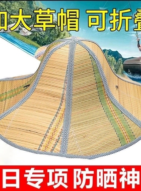 折叠遮阳帽男夏季户外防晒牛仔钓鱼太阳帽子大檐透气草帽草编凉帽