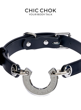 CHICCHOK原创亚比真皮项圈男女颈带经典马蹄铁图腾choker颈环定制