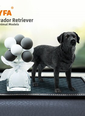 吉佳美YFA厂家直销黑色拉布拉多犬仿真狗模型手办车载摆件工艺品