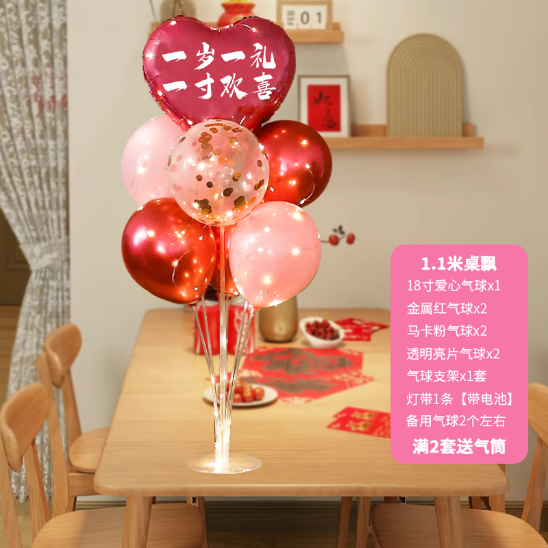 粉色桌飘地飘发光气球成人女孩宝宝生日快乐派对装饰场景布置支架 - 图3