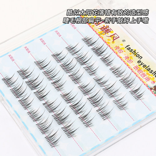 【无梗】免胶假睫毛双尖太阳花仿真新手单簇自然卷翘懒人分段式 - 图2