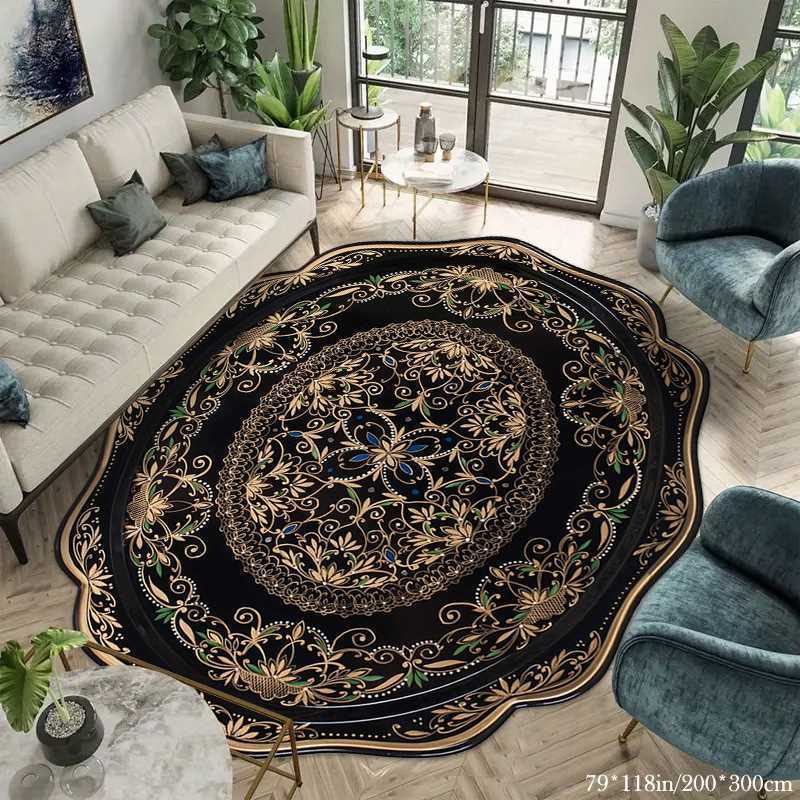 复古客厅满铺不规则舒适易地毯打理花卉代发家用装饰跨境地毯卧室 - 图0