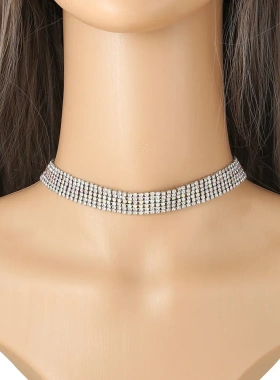 欧美夸张满钻项圈超闪嘻哈爪钻项饰时尚颈链轻奢新娘项链