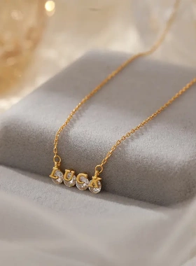 s925银lu幸运锆石项链女轻奢闺蜜礼物小众高级锁骨链