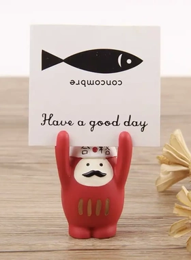 kka日式杂货ins举手猪动物留言夹名片夹可爱心桌面装饰摆件