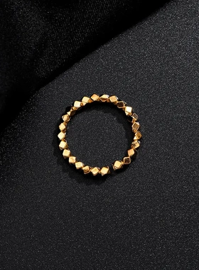 s925银不规则碎银子戒指女个性小众素圈指戒开口可调节