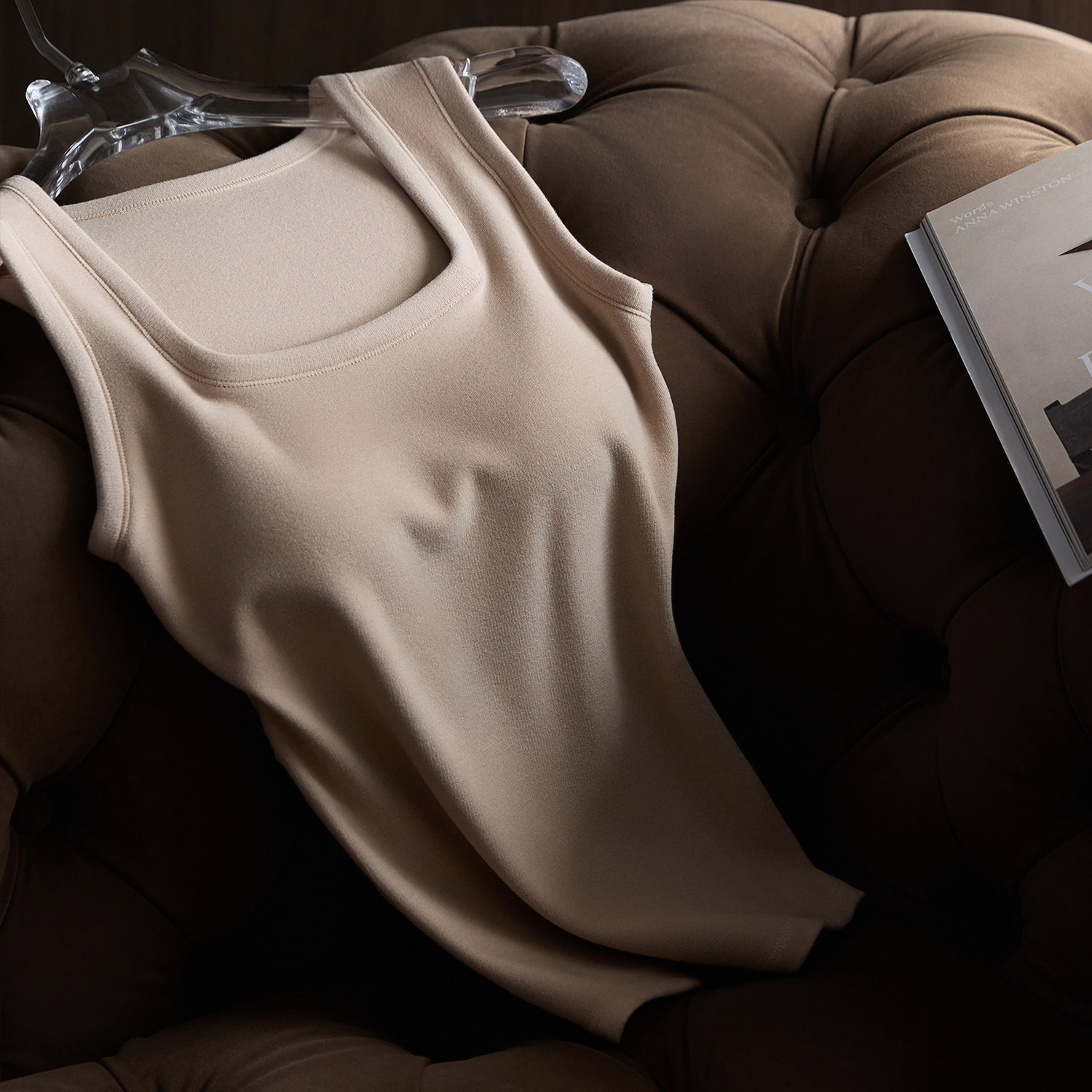 CEROTICH竖条膨体德绒方领带胸垫背心女秋冬保暖磨毛外穿打底上衣,淘宝优惠券,粉丝福利购,淘宝优惠卷