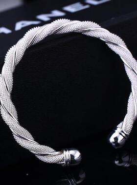 金编嘉华 欧网状交美织手镯 银麻花编JSZ091网织手镯网织手镯网交