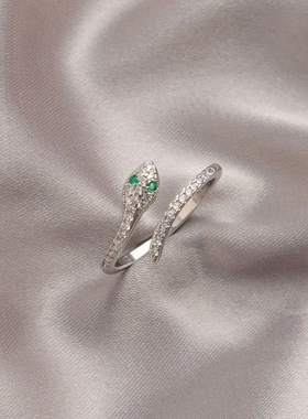 欧美时尚轻奢蛇形戒指女小众设计高级感时尚个性食指戒开口可调节