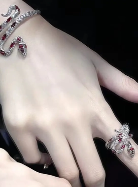 小众蛇形手镯冷淡轻奢开口风戒指男女ins冷淡风个性黑暗手环