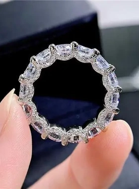 2025新款轻奢设计满钻排戒戒指女款小众简约时尚饰品