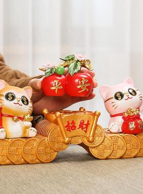 新中式招财猫桌面摆件家居饰品客厅玄关酒柜电视柜办公桌招财装饰