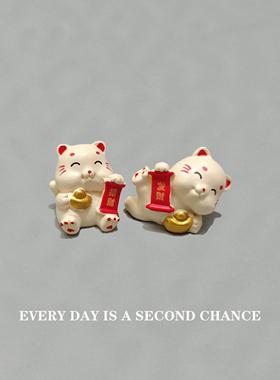 新款网红可爱鸿运当头招财猫桌面摆件治愈工位办公桌装饰用品摆件