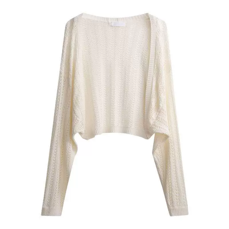 Вязаный кардиган, короткий плащ, рукава, куртка, oversize