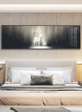 现代简约卧室床头装饰画沙发背景画高级感带led灯画客厅房间挂画