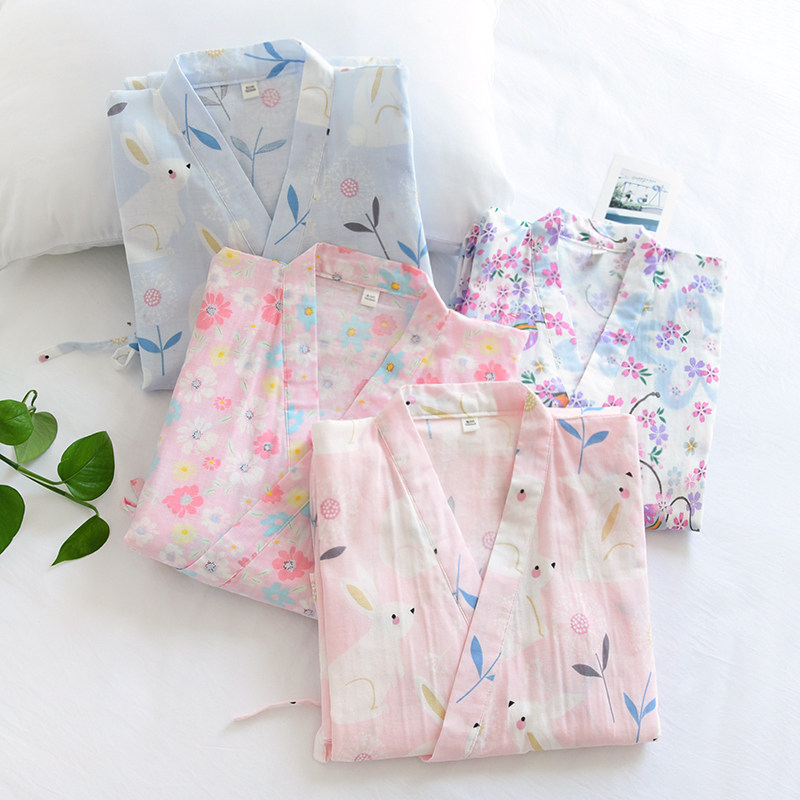 日式纯棉纱布和服睡袍女睡裙浴袍夏秋季薄长袖温泉汗蒸服浴衣睡衣,淘宝优惠券,粉丝福利购,淘宝优惠卷