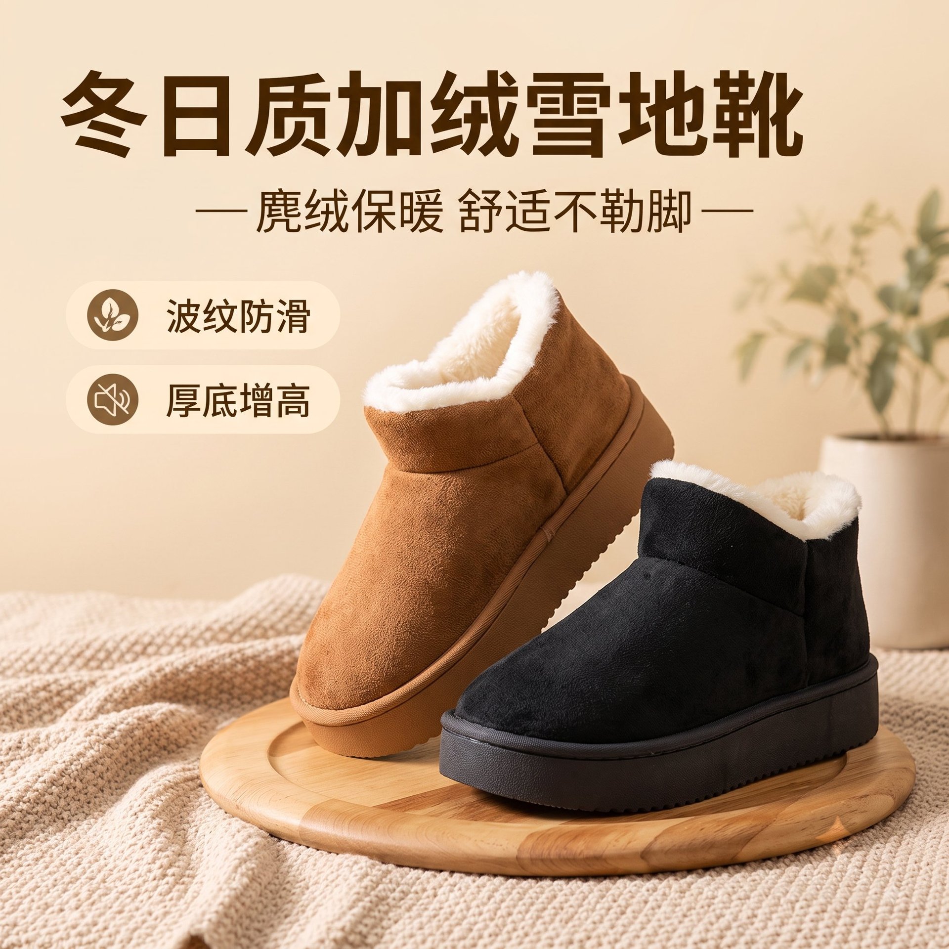 外穿韩版防滑软底棉鞋简约百搭居家室内一脚蹬拖鞋月子保暖防寒 搭百实拍商品图