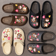 新款防滑软底洞洞鞋卡通小熊