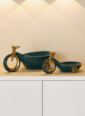 入户玄关放钥匙收纳摆件进门托盘创意单车鞋柜客厅酒柜家居装饰品
