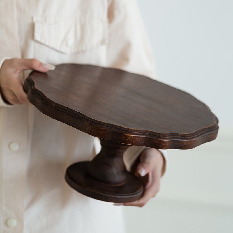 润家家居法式实木托盘中古风木质高脚水果盘香薰盘装饰置物甜品盘,淘宝优惠券,粉丝福利购,淘宝优惠卷