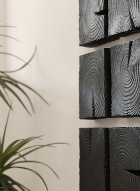 炭化木块侘寂风摆件艺术挂件墙面壁饰家居玄关过道走廊复古