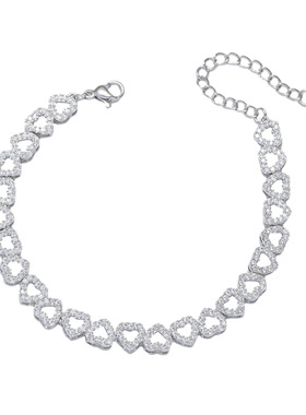 女生高级镶钻满钻手链简约时尚轻奢风女满高级超闪礼物爱心可调节