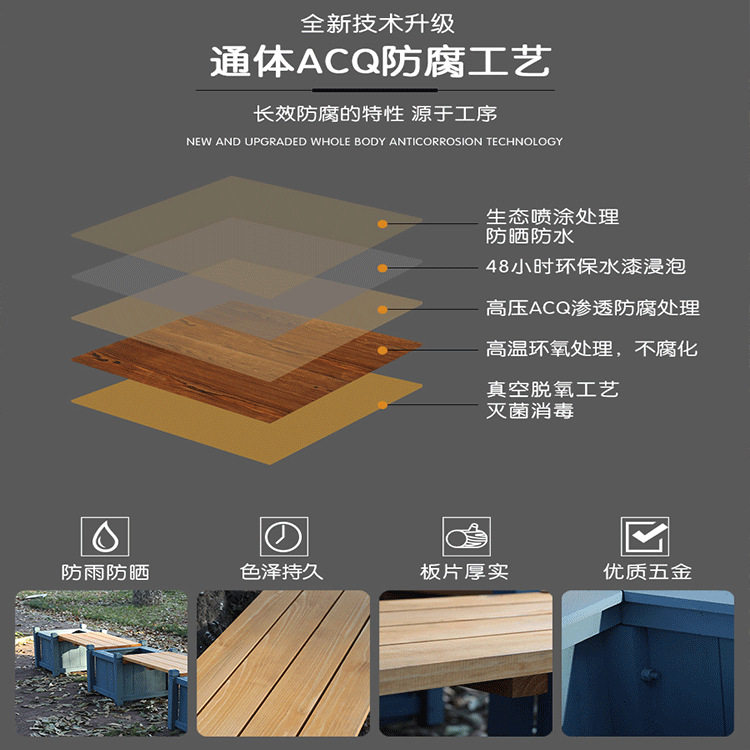 户外防腐木花箱椅组合实木绿植花盆室外坐凳座椅广场围树种植花槽,淘宝优惠券,粉丝福利购,淘宝优惠卷