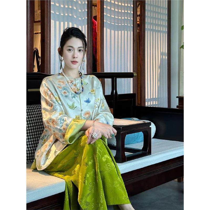 新中式小香风职业活泼俏皮洋气时尚绿色上衣半身裙两件套装女春季,淘宝优惠券,粉丝福利购,淘宝优惠卷