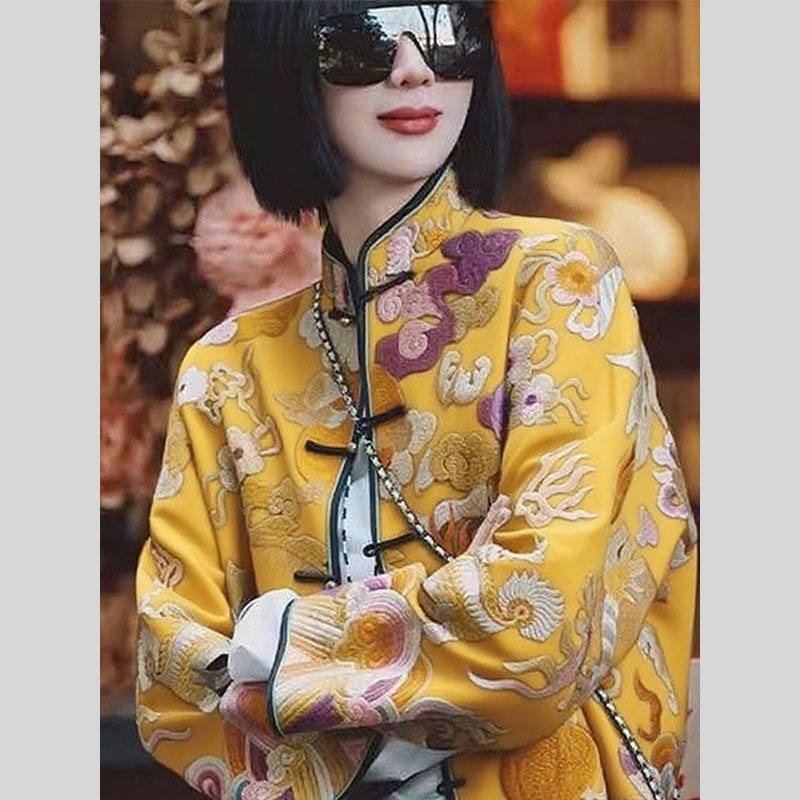 气质高端新中式女装国风刺绣外套女2025秋季新款改良唐装复古上衣 - 图1