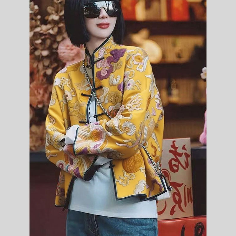 气质高端新中式女装国风刺绣外套女2025秋季新款改良唐装复古上衣 - 图2
