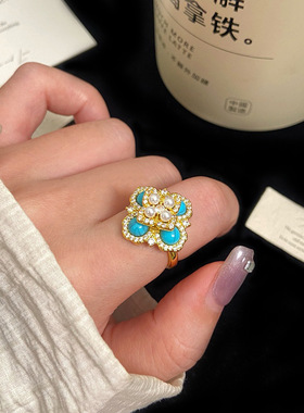 天然绿松石四叶花项链