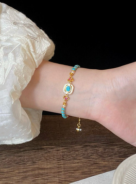 新中式绿松色贝壳四叶珍珠手链