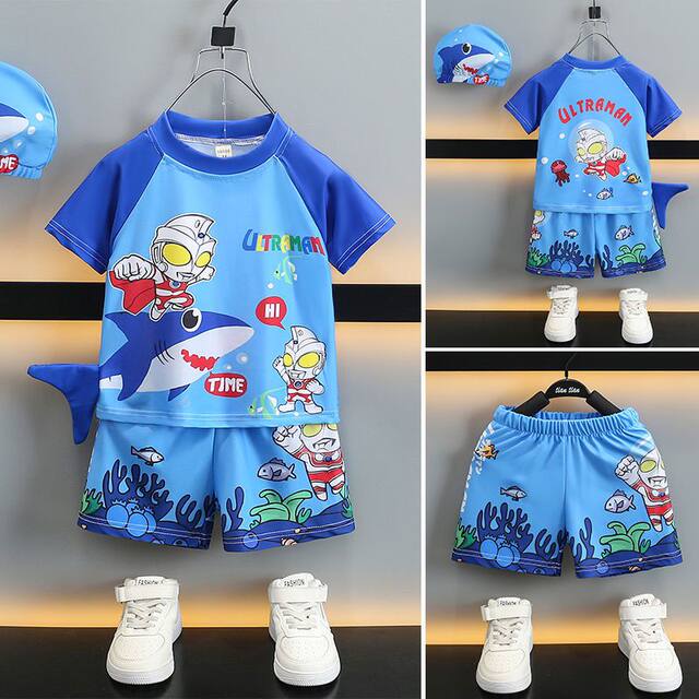 ຊຸດລອຍນ້ຳເດັກນ້ອຍ Ultraman swimsuit pants set split baby quick-drying little boy summer clothes