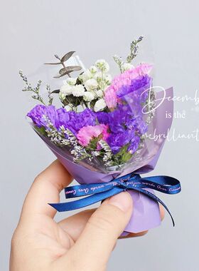 迷你口袋见面小花束玫瑰向日葵永生花仿真花伴手礼盒生日礼物装饰