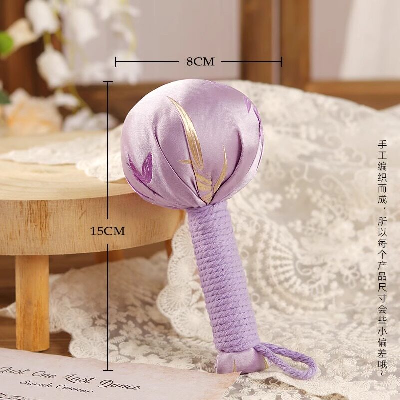 中秋节艾草锤迷你短款刺绣高级感礼物小号15cm绸缎敲打伴手礼高级