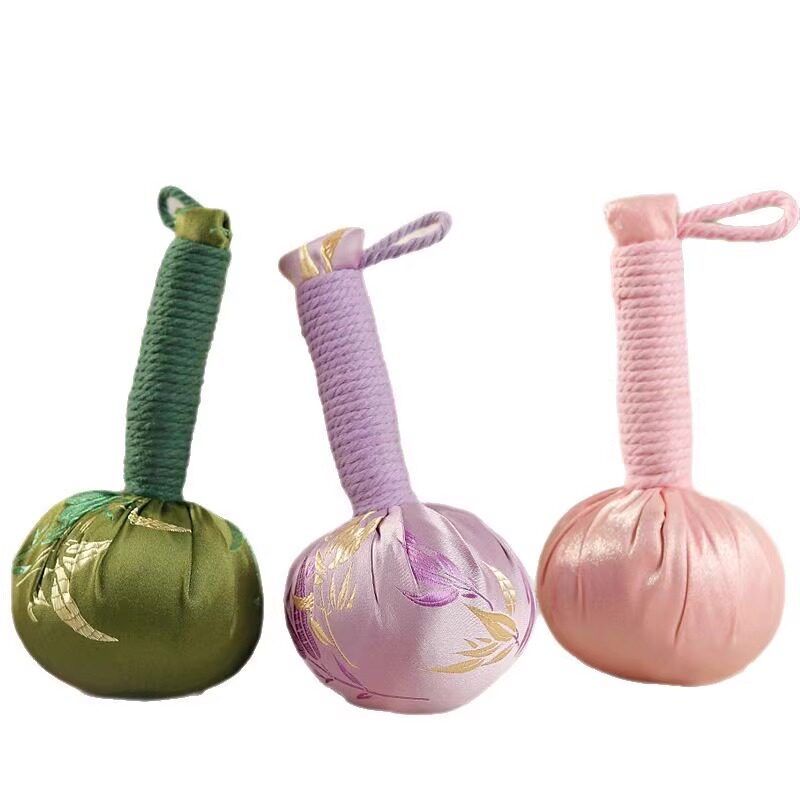 中秋节艾草锤迷你短款刺绣高级感礼物小号15cm绸缎敲打伴手礼高级