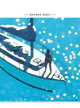 【Kimura Naohiro】绿水波蓝色海洋插画治愈系游泳艺术复刻挂画芯