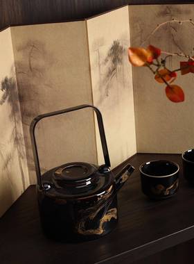 中式国画松林图装饰品小屏风茶室会所文玩桌面摆件