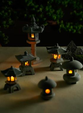 鱼缸内饰造景精致小摆件盆景装饰中国风庭院造景布置小亭子灯塔