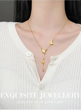 法式小众轻奢镭射项链韩系女温柔风高级感时尚流苏锁骨链