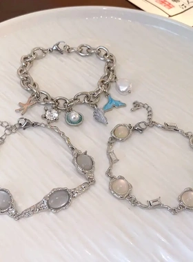 蓝色滴油鱼尾贝壳海星手链女轻奢甜美个性手环闺蜜气质小清新手饰