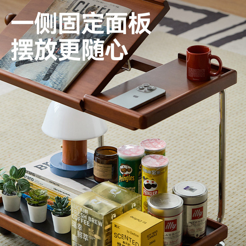 出乎家具音符小边几中古风可移动双层展示置物台桌客厅边几小推车,淘宝优惠券,粉丝福利购,淘宝优惠卷