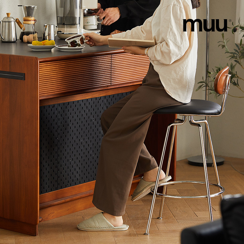 出乎生活叙旧吧台椅家用靠背高脚凳子北欧黄杨木小户型简约高椅子,淘宝优惠券,粉丝福利购,淘宝优惠卷