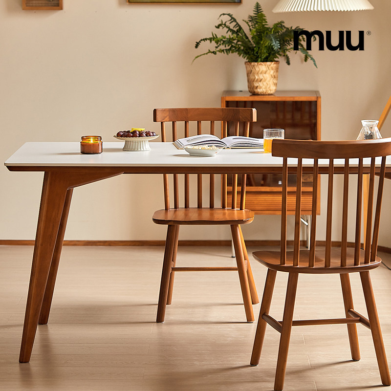 出乎生活鲸屿岩板餐桌黄杨木白色复古小户型北欧现代简约桌椅组合,淘宝优惠券,粉丝福利购,淘宝优惠卷