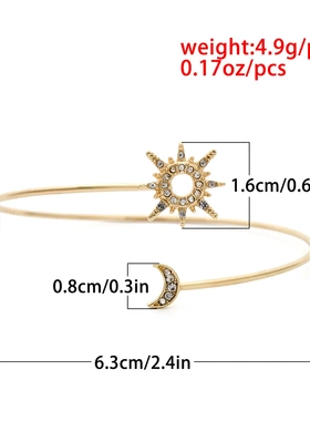 欧美饰品 几何锆石可调节手饰女 简约微镶太阳月亮臂镯