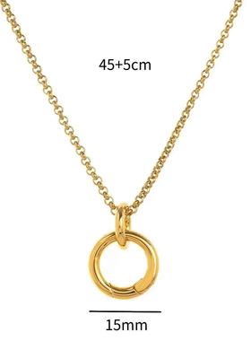 不锈钢基础活口链大全爱心圆形项链炉内真空电镀18k金保色