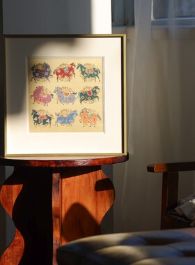 九骏图南京云锦研究所新中式客厅装饰画挂画非遗马年X礼品礼物送