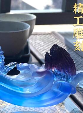 琉璃玉如意摆件j客厅新中式玄关酒柜办公室招财高端装饰品小摆件